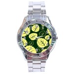 Leaf Green Yellow Stainless Steel Analogue Watch Front