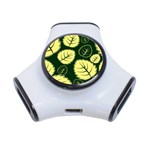 Leaf Green Yellow 3-Port USB Hub Front