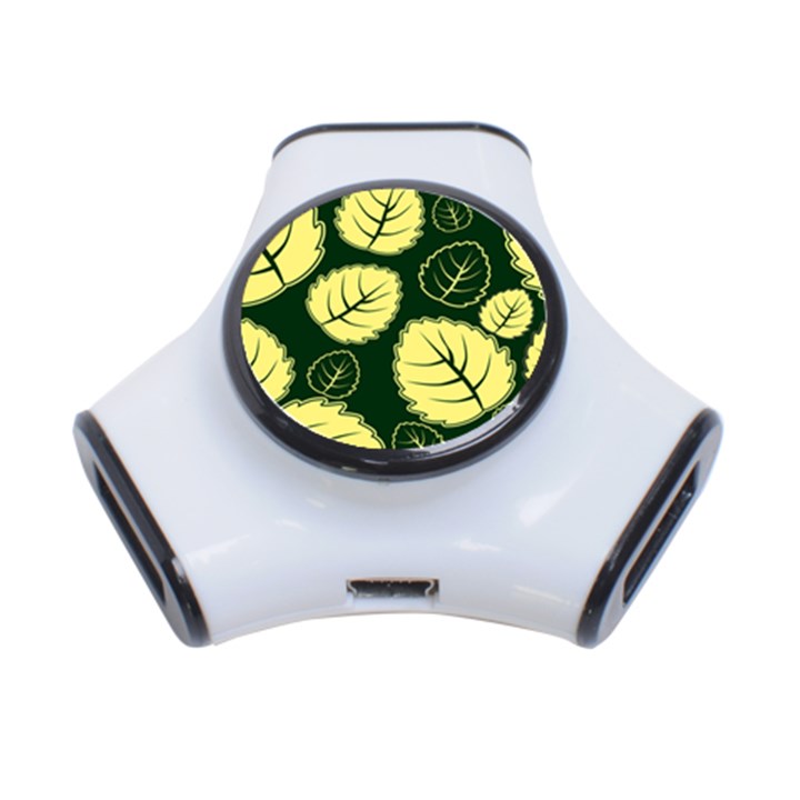 Leaf Green Yellow 3-Port USB Hub