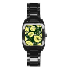 Leaf Green Yellow Stainless Steel Barrel Watch