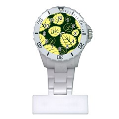 Leaf Green Yellow Plastic Nurses Watch by Mariart