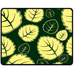 Leaf Green Yellow Double Sided Fleece Blanket (Medium) 