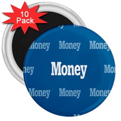 Money White Blue Color 3  Magnets (10 Pack)  by Mariart