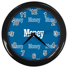 Money White Blue Color Wall Clocks (black) by Mariart