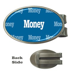 Money White Blue Color Money Clips (oval)  by Mariart