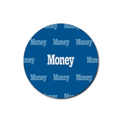 Money White Blue Color Rubber Coaster (round)  by Mariart