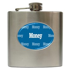 Money White Blue Color Hip Flask (6 Oz) by Mariart