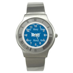 Money White Blue Color Stainless Steel Watch by Mariart