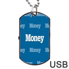 Money White Blue Color Dog Tag Usb Flash (one Side) by Mariart