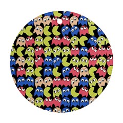 Pacman Seamless Generated Monster Eat Hungry Eye Mask Face Color Rainbow Ornament (round) by Mariart