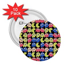 Pacman Seamless Generated Monster Eat Hungry Eye Mask Face Color Rainbow 2 25  Buttons (10 Pack)  by Mariart