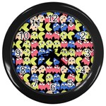 Pacman Seamless Generated Monster Eat Hungry Eye Mask Face Color Rainbow Wall Clocks (Black) Front