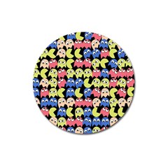 Pacman Seamless Generated Monster Eat Hungry Eye Mask Face Color Rainbow Magnet 3  (round) by Mariart