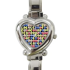 Pacman Seamless Generated Monster Eat Hungry Eye Mask Face Color Rainbow Heart Italian Charm Watch by Mariart