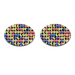 Pacman Seamless Generated Monster Eat Hungry Eye Mask Face Color Rainbow Cufflinks (oval) by Mariart