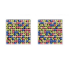 Pacman Seamless Generated Monster Eat Hungry Eye Mask Face Color Rainbow Cufflinks (square) by Mariart