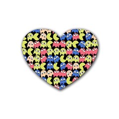 Pacman Seamless Generated Monster Eat Hungry Eye Mask Face Color Rainbow Rubber Coaster (heart)  by Mariart