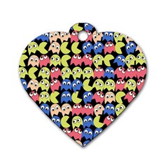 Pacman Seamless Generated Monster Eat Hungry Eye Mask Face Color Rainbow Dog Tag Heart (two Sides) by Mariart