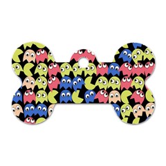 Pacman Seamless Generated Monster Eat Hungry Eye Mask Face Color Rainbow Dog Tag Bone (two Sides) by Mariart