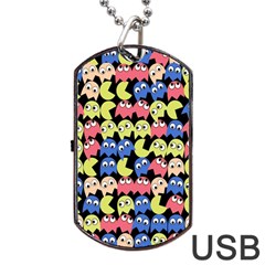 Pacman Seamless Generated Monster Eat Hungry Eye Mask Face Color Rainbow Dog Tag Usb Flash (one Side) by Mariart