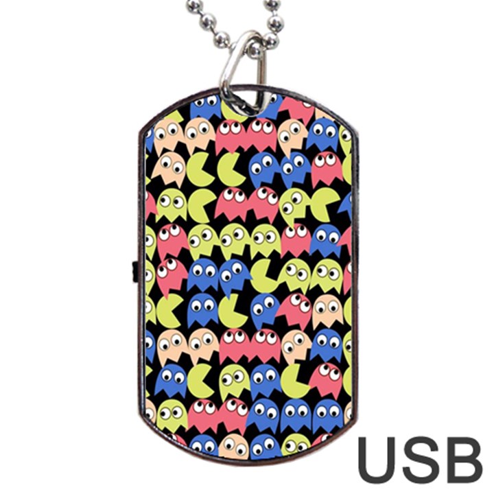 Pacman Seamless Generated Monster Eat Hungry Eye Mask Face Color Rainbow Dog Tag USB Flash (One Side)