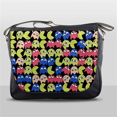 Pacman Seamless Generated Monster Eat Hungry Eye Mask Face Color Rainbow Messenger Bags by Mariart