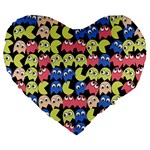 Pacman Seamless Generated Monster Eat Hungry Eye Mask Face Color Rainbow Large 19  Premium Heart Shape Cushions Front