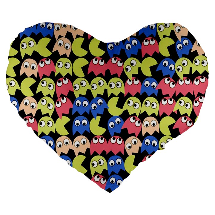 Pacman Seamless Generated Monster Eat Hungry Eye Mask Face Color Rainbow Large 19  Premium Heart Shape Cushions