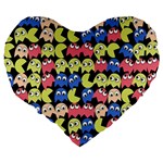 Pacman Seamless Generated Monster Eat Hungry Eye Mask Face Color Rainbow Large 19  Premium Heart Shape Cushions Back