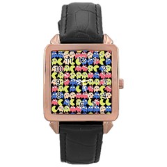 Pacman Seamless Generated Monster Eat Hungry Eye Mask Face Color Rainbow Rose Gold Leather Watch  by Mariart