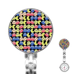 Pacman Seamless Generated Monster Eat Hungry Eye Mask Face Color Rainbow Stainless Steel Nurses Watch by Mariart