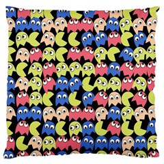 Pacman Seamless Generated Monster Eat Hungry Eye Mask Face Color Rainbow Large Flano Cushion Case (two Sides) by Mariart