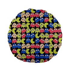 Pacman Seamless Generated Monster Eat Hungry Eye Mask Face Color Rainbow Standard 15  Premium Flano Round Cushions by Mariart