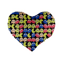 Pacman Seamless Generated Monster Eat Hungry Eye Mask Face Color Rainbow Standard 16  Premium Flano Heart Shape Cushions by Mariart