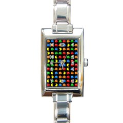 Pacman Seamless Generated Monster Eat Hungry Eye Mask Face Rainbow Color Rectangle Italian Charm Watch by Mariart