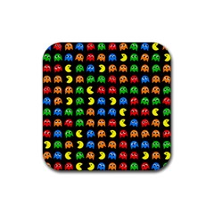 Pacman Seamless Generated Monster Eat Hungry Eye Mask Face Rainbow Color Rubber Coaster (square) 