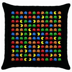 Pacman Seamless Generated Monster Eat Hungry Eye Mask Face Rainbow Color Throw Pillow Case (black) by Mariart