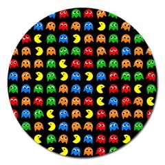 Pacman Seamless Generated Monster Eat Hungry Eye Mask Face Rainbow Color Magnet 5  (round) by Mariart