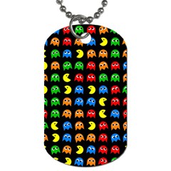 Pacman Seamless Generated Monster Eat Hungry Eye Mask Face Rainbow Color Dog Tag (one Side) by Mariart