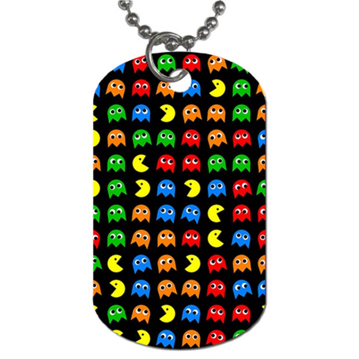 Pacman Seamless Generated Monster Eat Hungry Eye Mask Face Rainbow Color Dog Tag (One Side)