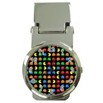 Pacman Seamless Generated Monster Eat Hungry Eye Mask Face Rainbow Color Money Clip Watches Front