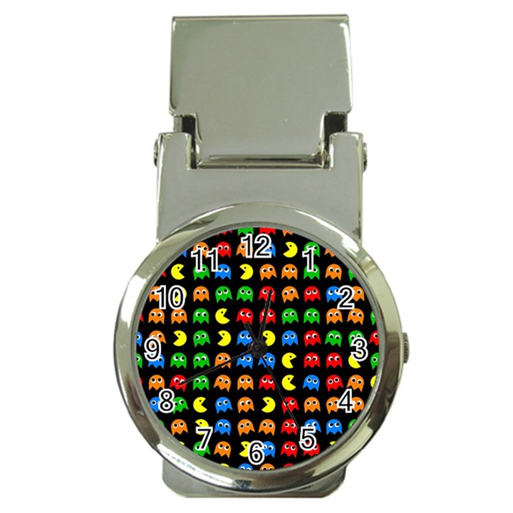 Pacman Seamless Generated Monster Eat Hungry Eye Mask Face Rainbow Color Money Clip Watches