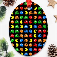 Pacman Seamless Generated Monster Eat Hungry Eye Mask Face Rainbow Color Oval Ornament (two Sides) by Mariart