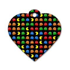 Pacman Seamless Generated Monster Eat Hungry Eye Mask Face Rainbow Color Dog Tag Heart (one Side) by Mariart