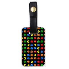 Pacman Seamless Generated Monster Eat Hungry Eye Mask Face Rainbow Color Luggage Tags (one Side)  by Mariart