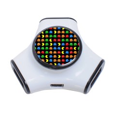 Pacman Seamless Generated Monster Eat Hungry Eye Mask Face Rainbow Color 3-port Usb Hub by Mariart