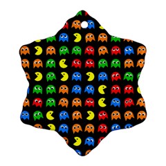 Pacman Seamless Generated Monster Eat Hungry Eye Mask Face Rainbow Color Ornament (snowflake) by Mariart