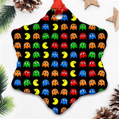 Pacman Seamless Generated Monster Eat Hungry Eye Mask Face Rainbow Color Snowflake Ornament (two Sides) by Mariart