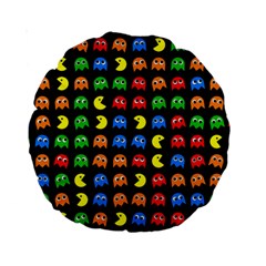 Pacman Seamless Generated Monster Eat Hungry Eye Mask Face Rainbow Color Standard 15  Premium Round Cushions by Mariart