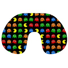 Pacman Seamless Generated Monster Eat Hungry Eye Mask Face Rainbow Color Travel Neck Pillows by Mariart